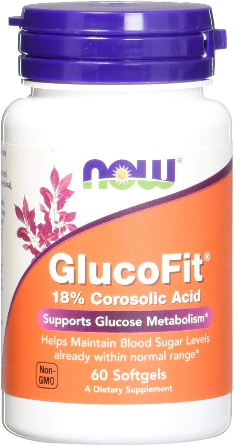 NOW Foods GlucoFit con 18% Ácido Corosólico, 60 Cápsulas Blandas