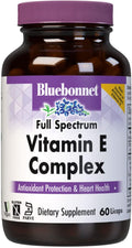 BlueBonnet Complejo de Vitamina E de Espectro Completo 200 UI - Suplemento Antioxidante con D-Alfa Tocoferoles y D-Gamma Tocotrienoles - Sin Gluten, Vegano - 60 Cápsulas Blandas