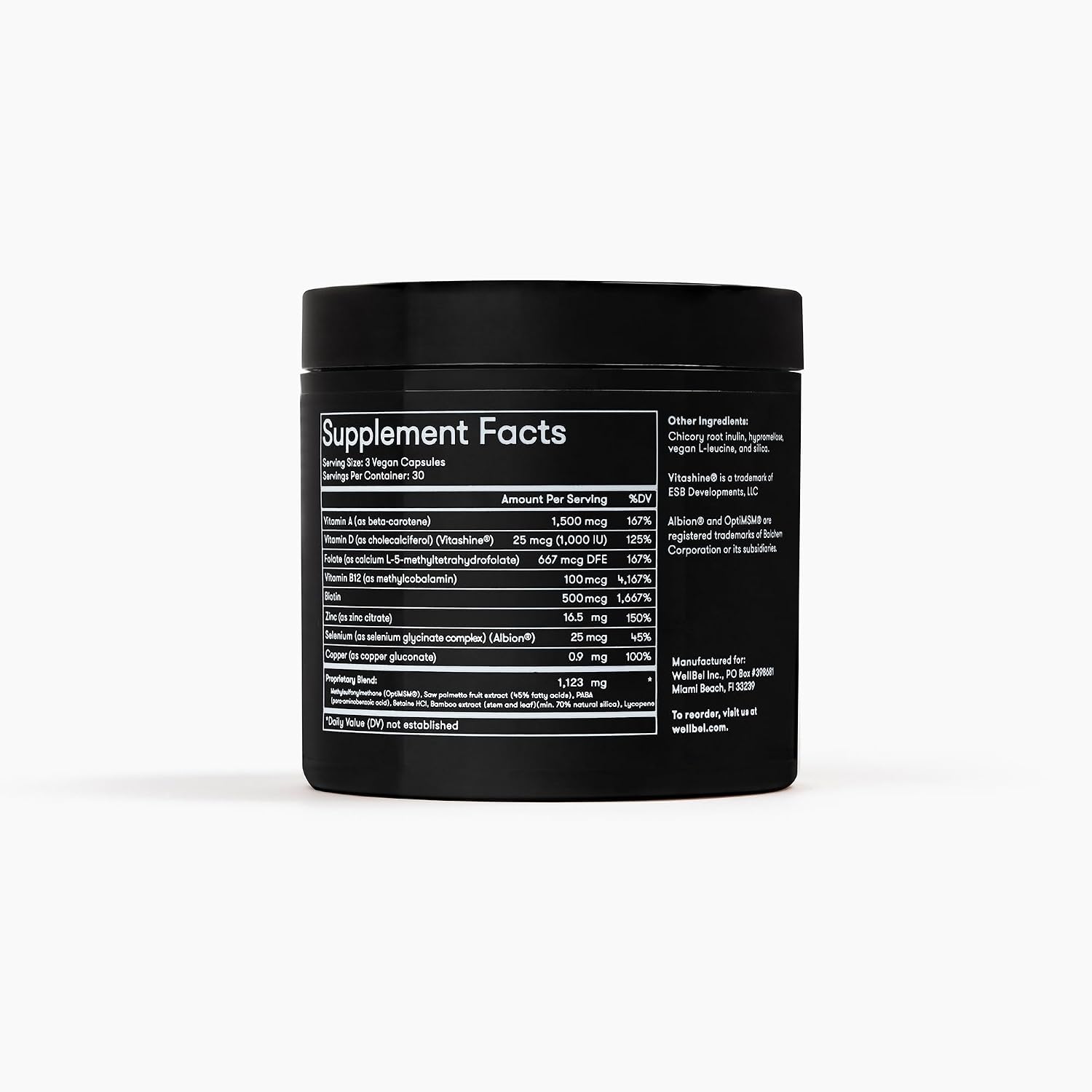 WELLBEL Men Complemento para Cabello, Piel y Uñas, Vegano, Sin Gluten y No GMO, 90 Cápsulas