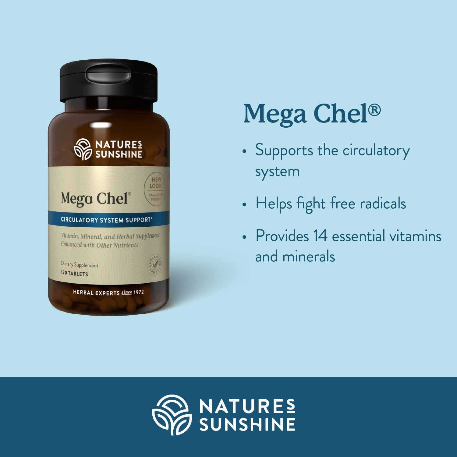Nature's Sunshine Mega-Chel - 120 Comprimidos - Complejo Multivitamínico con Minerales y Hierbas