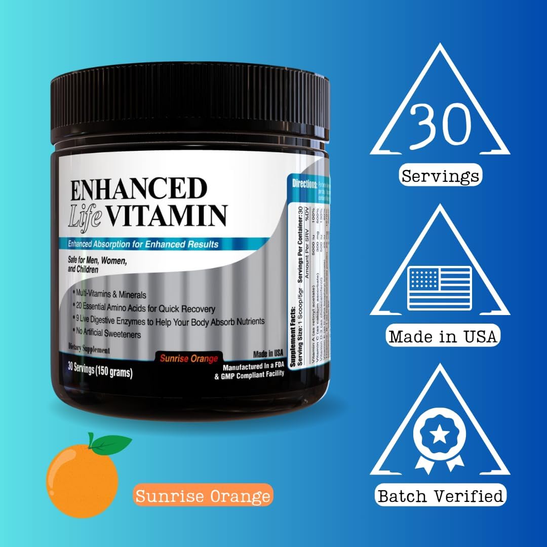 Enhanced Life Multivitamínico en Polvo - Cold-Processed con Aminoácidos y Enzimas