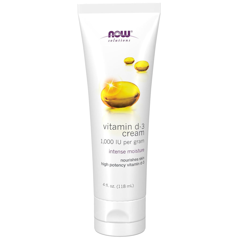 NOW Solutions, Vitamin D3 Cream 1000 IU per Gram, High Potency, Intensive Moisturizer, 4 oz