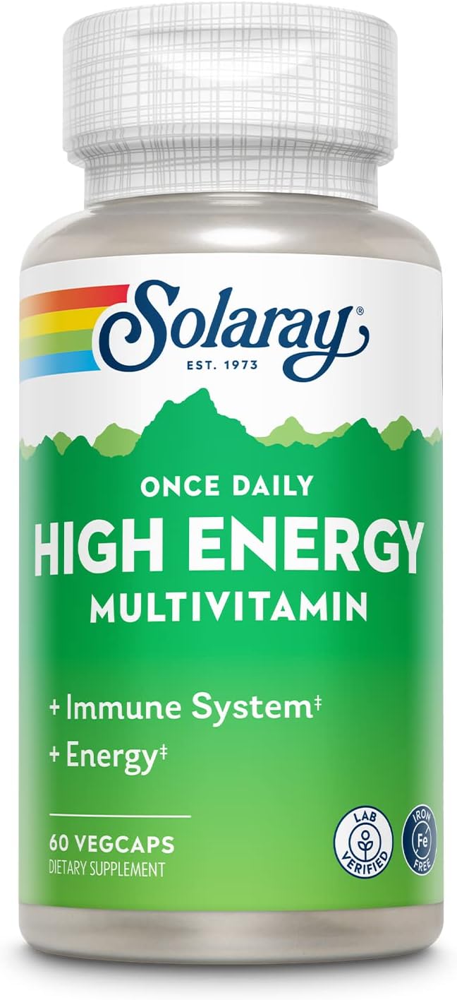 SOLARAY Multivitamínico Diario de Alta Energía Sin Hierro – 30 Cápsulas Veganas