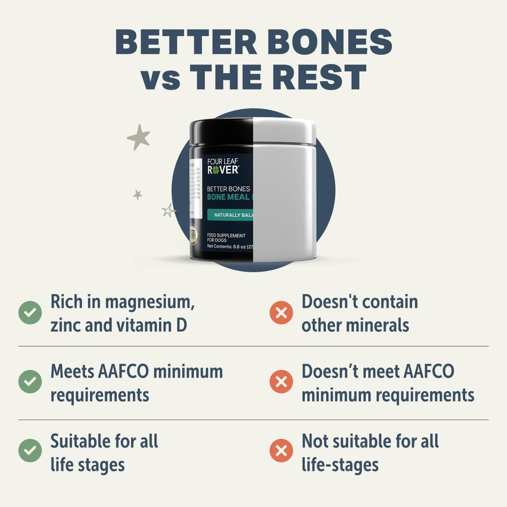 Four Leaf Rover Better Bones Bone Meal for Dogs - Suplemento de Calcio para Perros