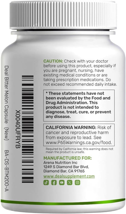 DEAL SUPPLEMENT Melón Amargo con Berberina, 300 Cápsulas - Extracto 15:1 y Berberina HCL, No Transgénico – Image 7
