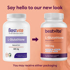 BESTVITE L-Glutathione 500mg, 60 Vegetable Capsules - Stearate-Free - Vegan - Non-GMO - Gluten-Free