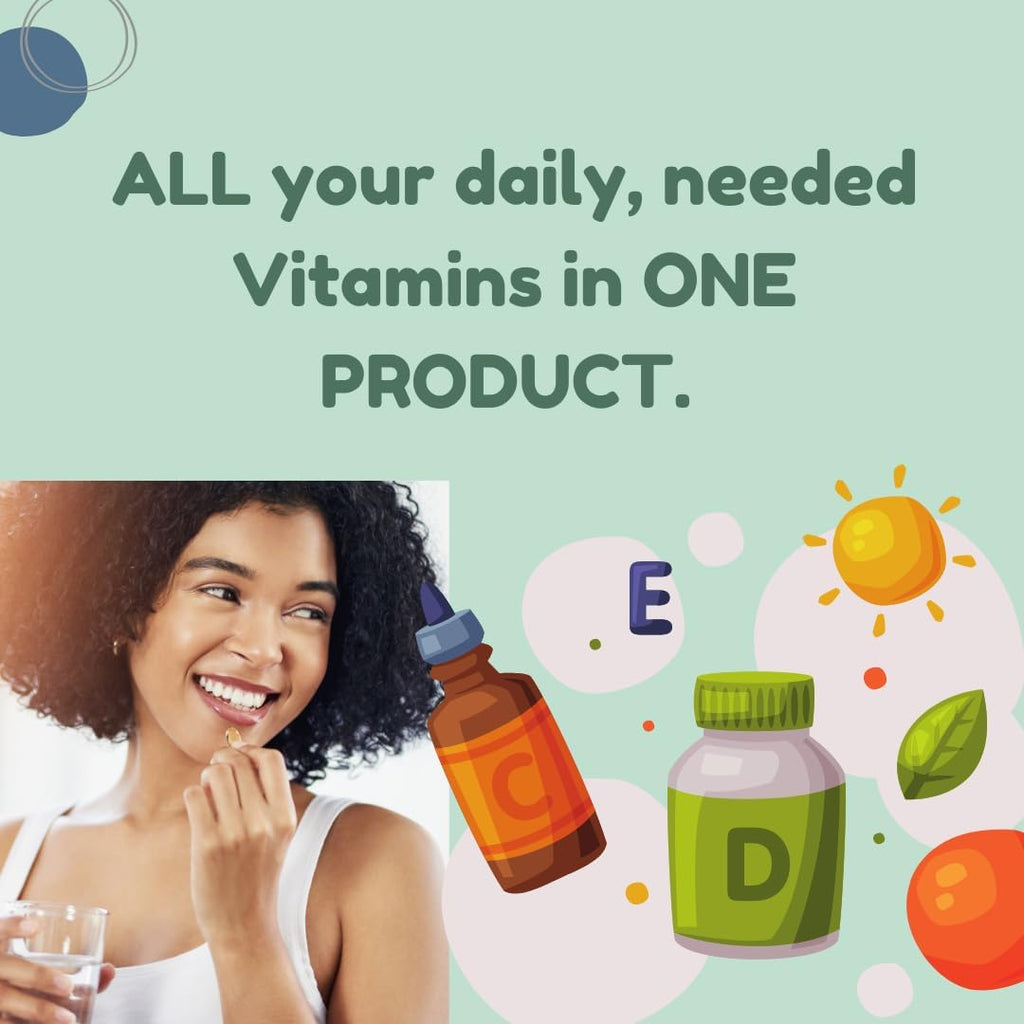All In Nutritionals AM Multi-Vitamin +: Multivitamínico vegano a base de alimentos con vitamina D3, K2, B12, hierro y ácido fúlvico iónico