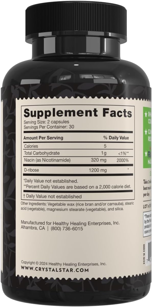Crystal Star NAD+ (60 Comprimidos) - NAD+ Patentado para Energía Celular y Envejecimiento Saludable