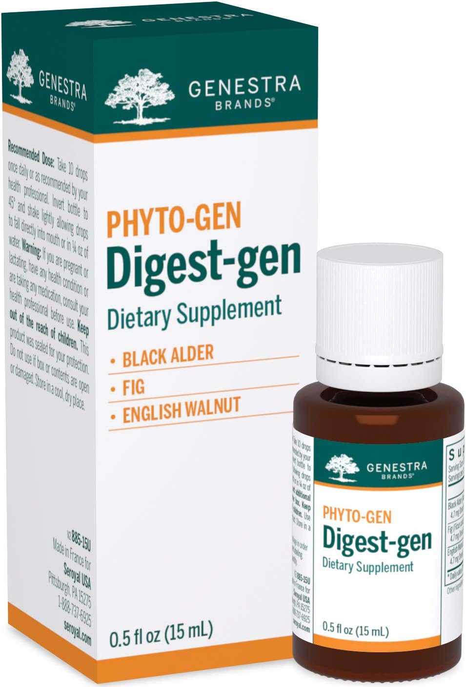 Genestra Brands Digest-gen | Suplemento Herbal de Aliso Negro, Higuera y Nogal Inglés | 15 ml