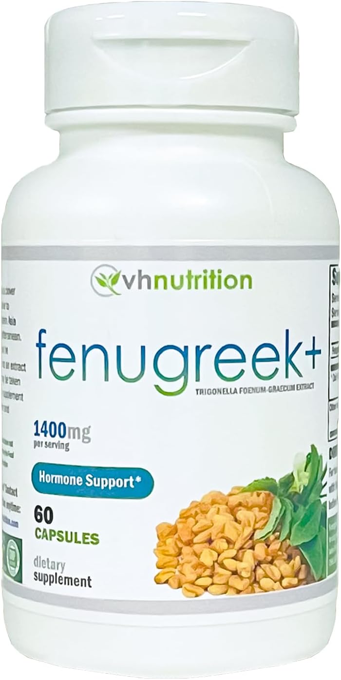 Fenugreek+ 1400mg Extra Strength - 60 Cápsulas de Fenogreco para Equilibrio Hormonal y Energía