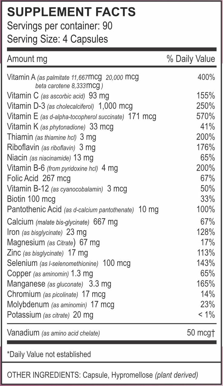 Vita4Life Multi-Standard Formula - Complejo de Vitaminas y Minerales - 360 Cápsulas Vegetales