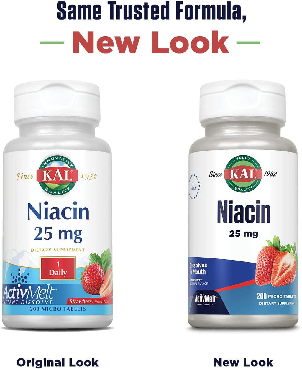 Kal Niacina 25 mg, 200 Comprimidos Sabor Fresa