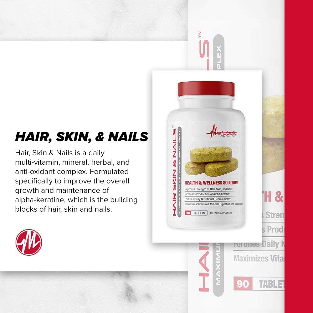 Metabolic Nutrition Hair Skin & Nails Maximum Potency Health and Wellness Solution 90 Tablets