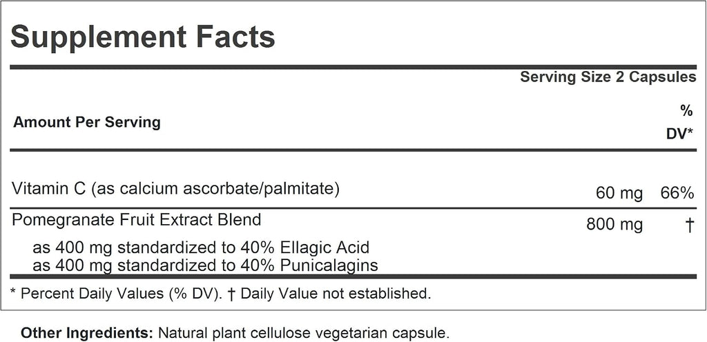 ANDREW LESSMAN Pomegranate 40-40 Complex 60 Capsules - High Potency Pomegranate Extract Additive-Free
