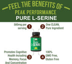 Peak Performance L-Serina 500 mg - 60 Cápsulas - Sin Gluten, No-GMO
