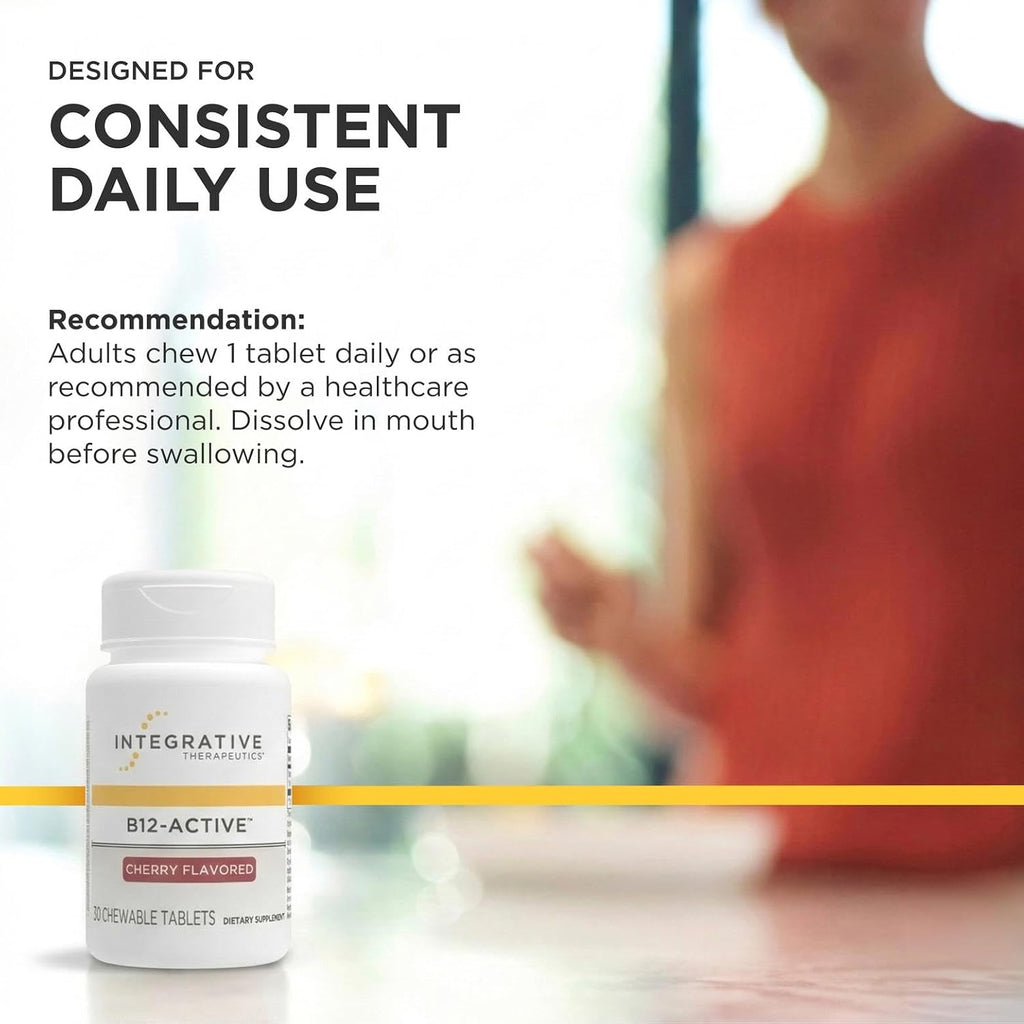 Integrative Therapeutics B-12 Active: Vitamina B12 Metilcobalamina, 30 Comprimidos Masticables (Pack de 2)