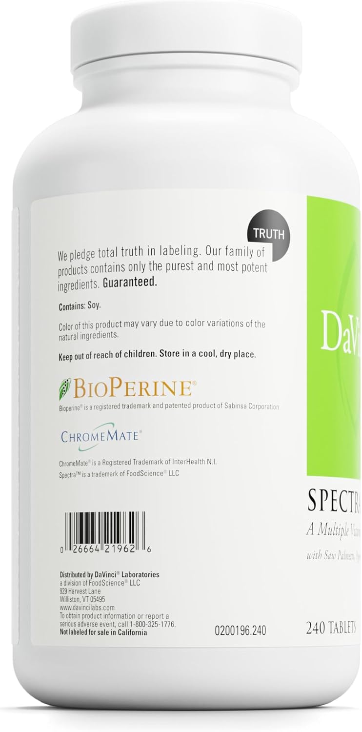 DAVINCI Labs Spectra Man - Complemento alimenticio para hombres con vitaminas, minerales, aminoácidos y hierbas - 240 comprimidos