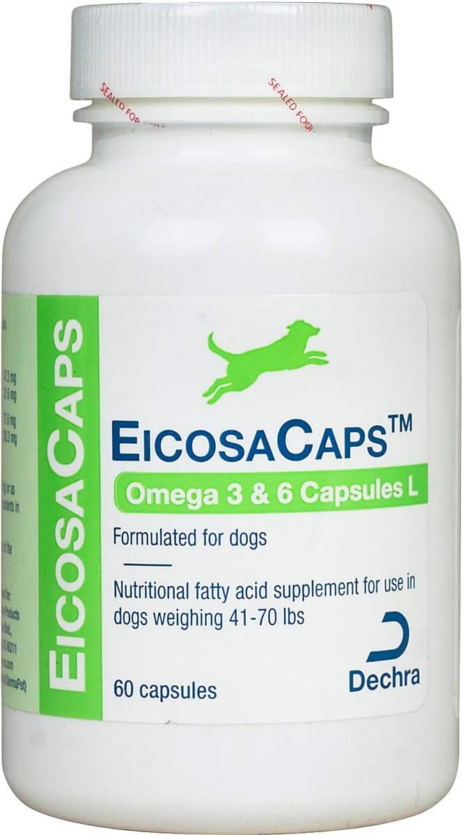 Dechra EicosaCaps Omega 3 y 6 Cápsulas para Perros de 18-32 kg (60 unidades)