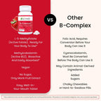 EZ Melts Complejo B Disoluble - Vitaminas B con Metilcobalamina y Metilfolato - Sabor Fresa - 60 Comprimidos