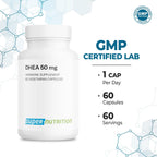 Supersmart - DHEA 50mg - Suplemento Esencial para Uso Diario | No Transgénico y Sin Gluten - 60 Cápsulas Vegetales