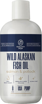 Aceite de Salmón Salvaje de Alaska y Abadejo para Perros - 64 oz (1.89 L) - Omega 3, EPA y DHA - Suplemento para Piel y Pelaje