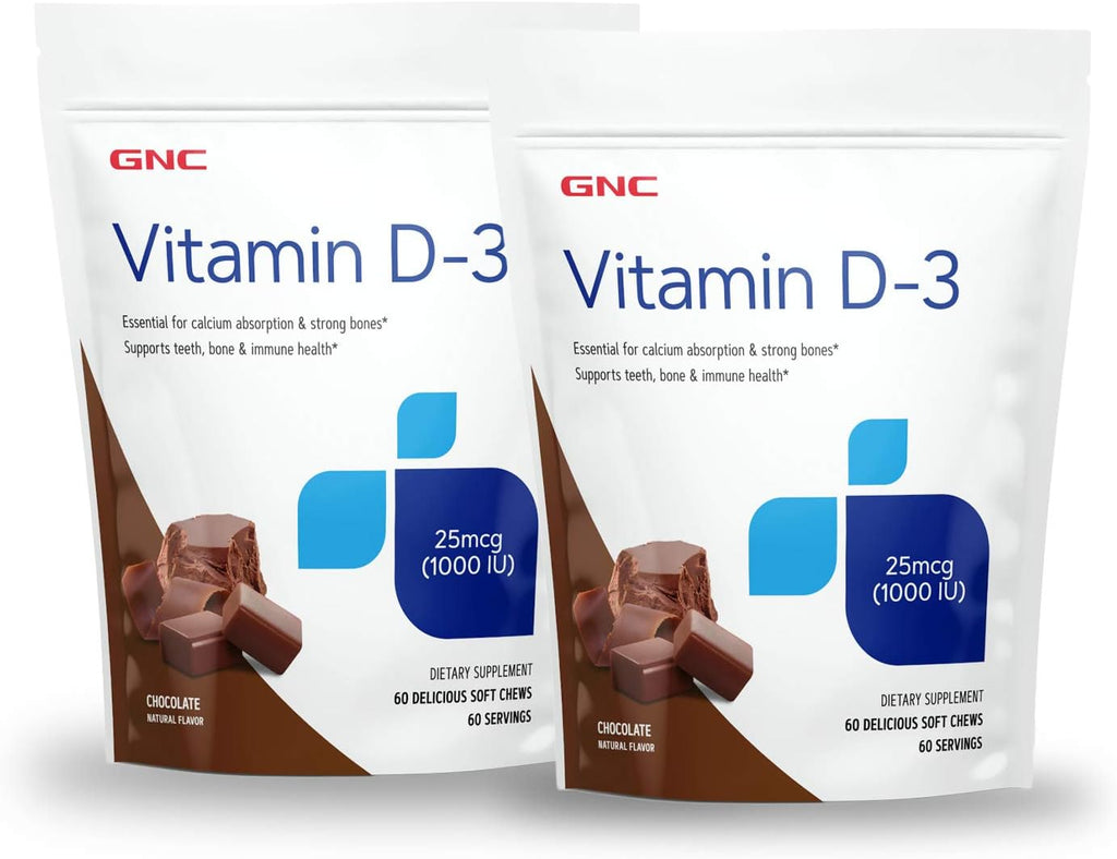 GNC Vitamin D-3 Gominolas 1000 UI - Sabor Chocolate - 60 Unidades