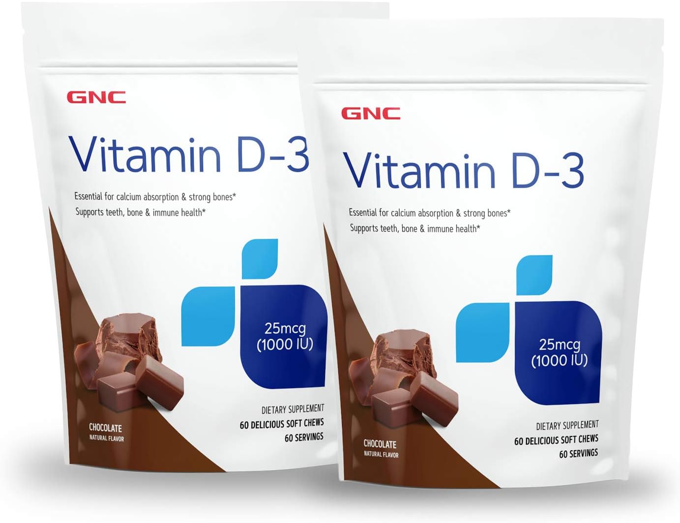GNC Vitamin D-3 Gominolas 1000 UI - Sabor Chocolate - 60 Unidades