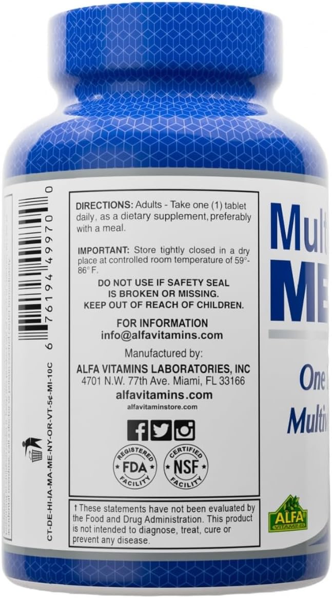 ALFA VITAMINS Multi Men Vitamins - Complejo Multivitamínico para Hombres con Vitaminas y Minerales Esenciales - 100 Comprimidos