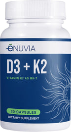 Enuvia D3+K2 - Vitamina D3 y K2 con Bioperine - 60 Cápsulas Veganas