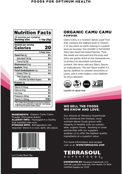 Terrasoul Superfoods Camu Camu Orgánico en – Contribuye a la protección de las células frente al daño oxidativo. – Image 2