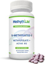 Methyl-Life® Masticable B-Metilado – 3 mg L-Metilfolato + B12 Metilada Sublingual (Metilcobalamina) | Folato Activo y Vitamina B12 | Vegano, Sin OGM, Sin Gluten
