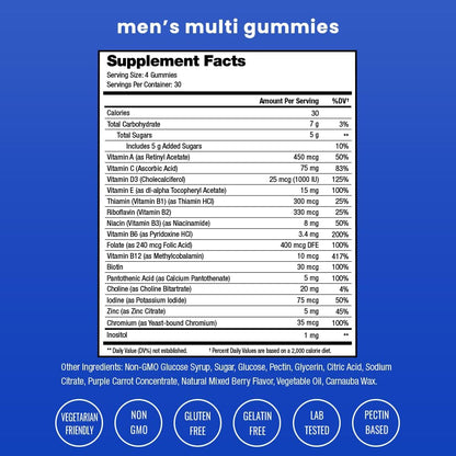 NutraChamps Multivitamínico para Hombres 14+ – Colina: Contribuye al metabolismo normal de los lípidos y al – Image 7