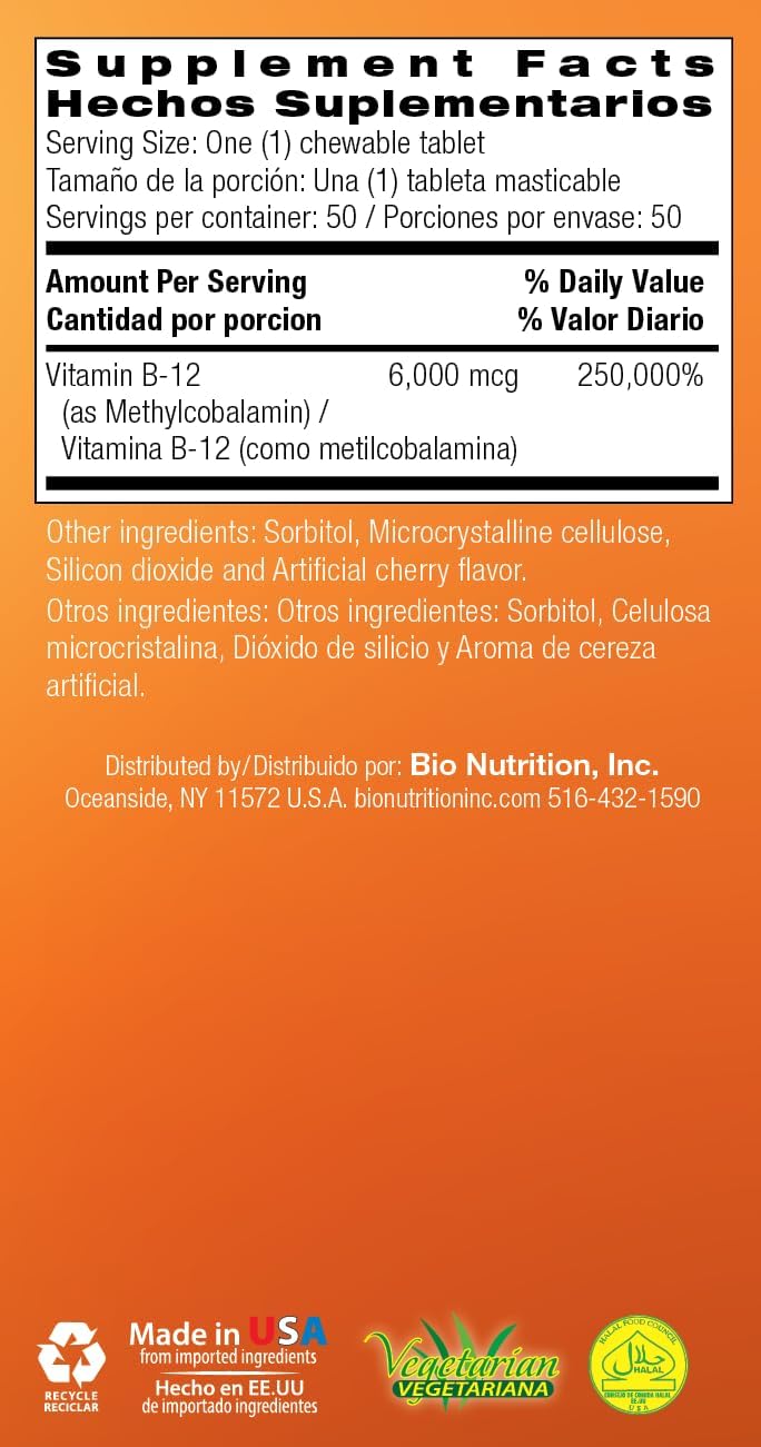 Bio Nutrition B-12 Sublingual 50 tabletas