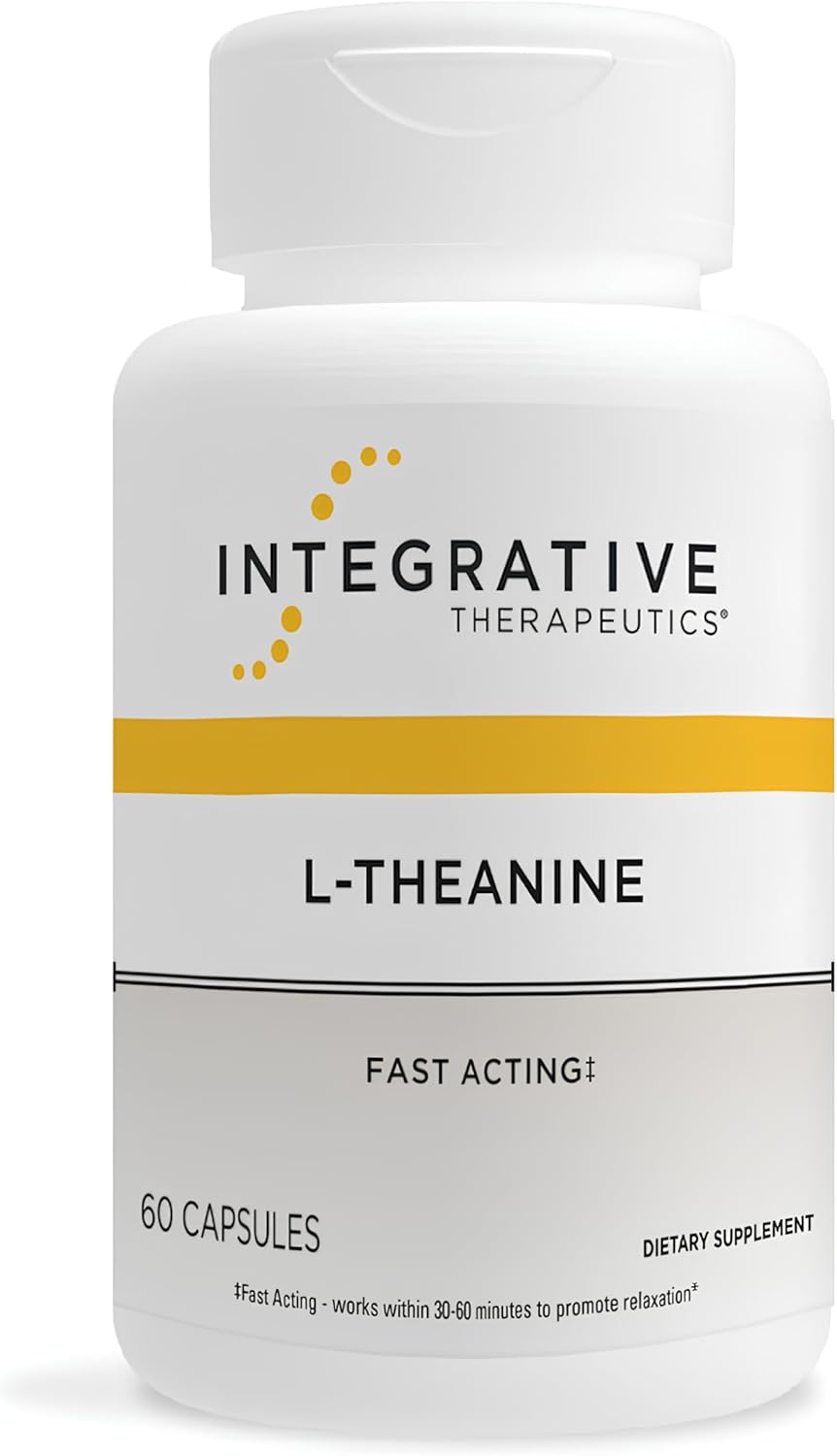 Integrative Therapeutics L-Teanina - Complemento Alimenticio de Aminoácidos para Estrés y Relajación - Vegano, Sin Gluten - 60 Cápsulas
