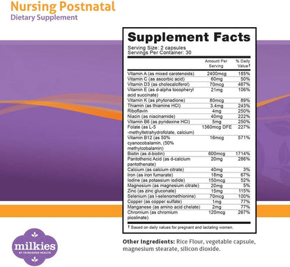 Milkies Fairhaven Health Nursing Postnatal – Vitaminas del grupo B (B1, B2, B3, B5, B6, B7, B9, B12): Ayudan al – Image 2
