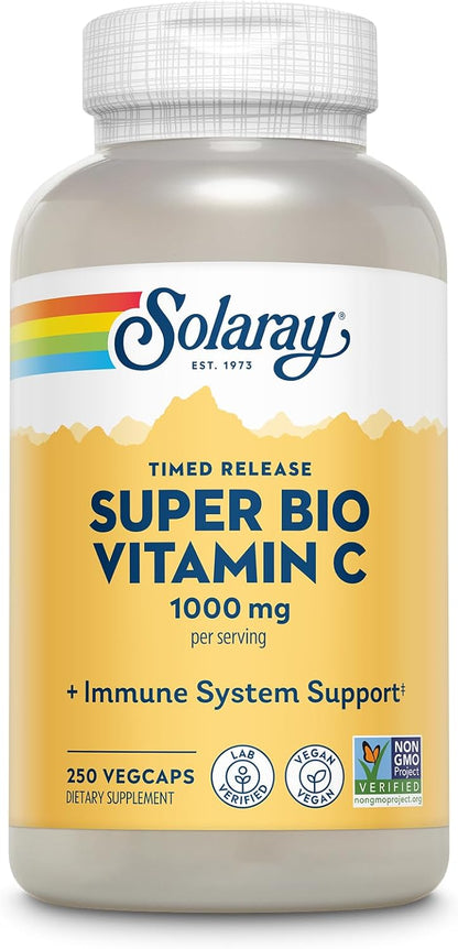 SOLARAY Super Bio Vitamina C 1000 mg, Tamponada, Liberación Prolongada con Bioflavonoides, Vegana, 100 Cápsulas – Image 5