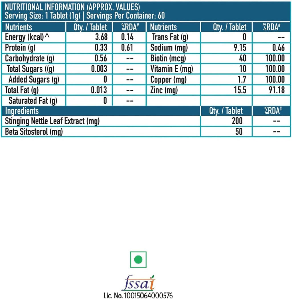 HK Vitals DHT Blocker con Biotina, Ortiga y Proteína de Soja - 60 Comprimidos