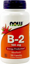NOW Foods Vitamina B-2 100 mg Cápsulas, 2 unidades