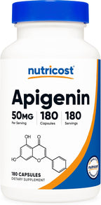 Apigenina 50 mg, 180 Cápsulas - Vegano, Sin Gluten, No Transgénico - Nutricost