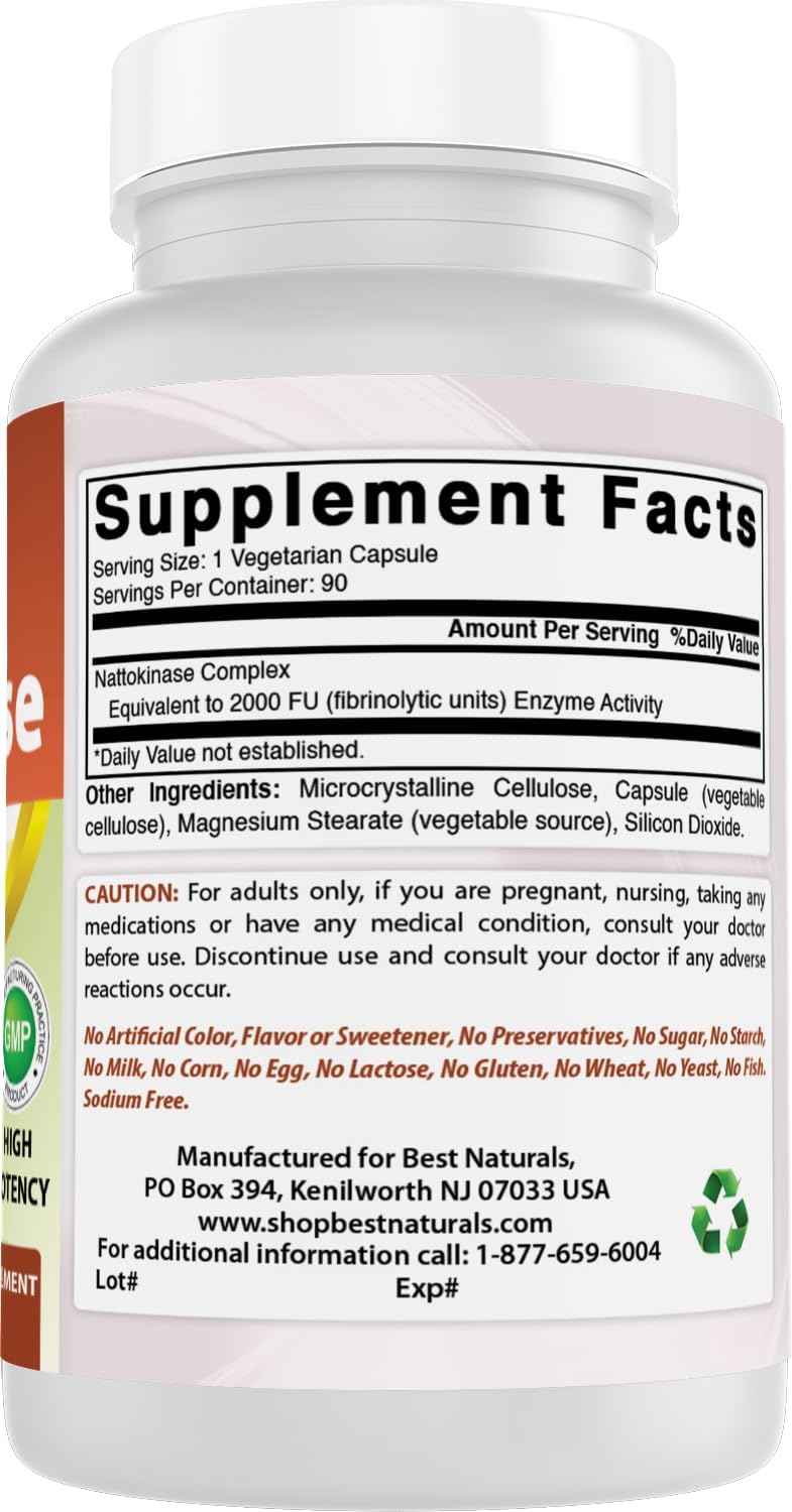 Best Naturals Nattokinase, 2000 FU, 100 mg, 90 Cápsulas Vegetarianas