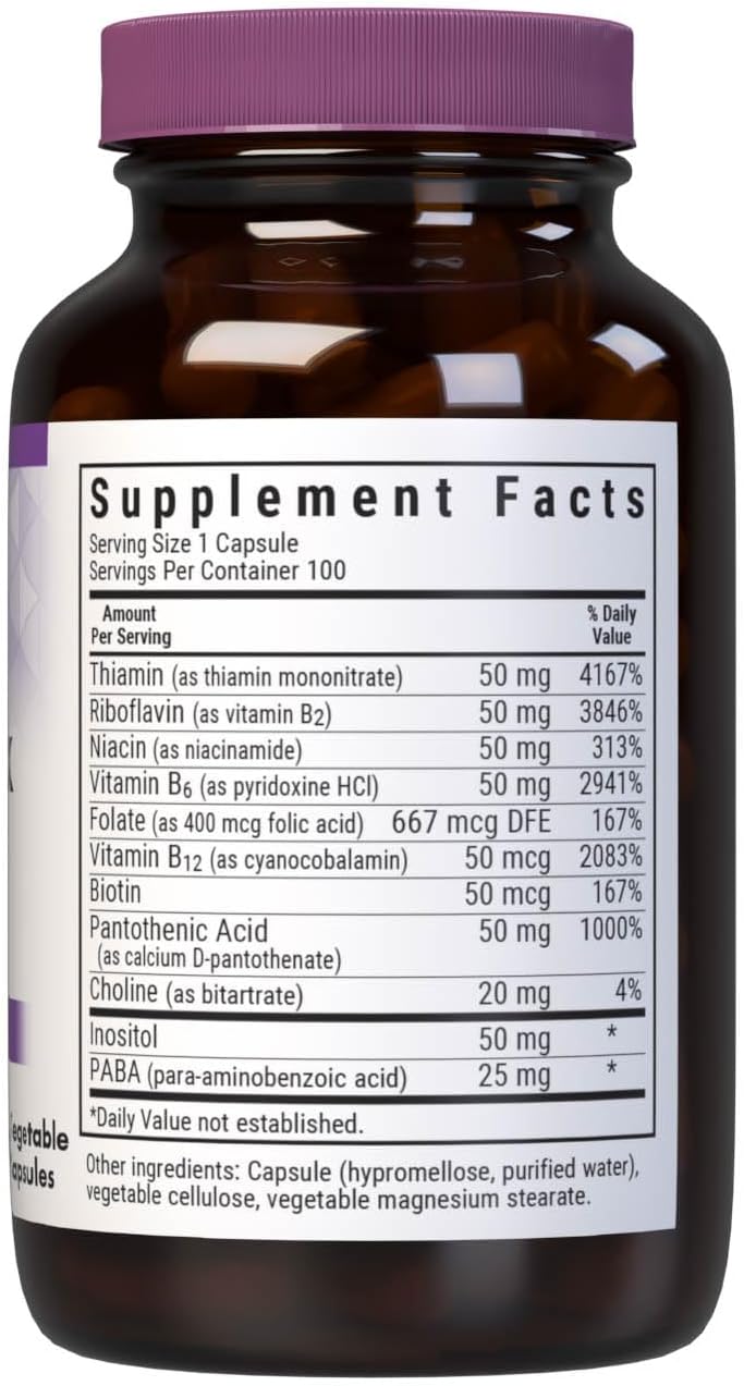 Bluebonnet Vitamin B Complex - Complejo de Vitaminas B - 100 Cápsulas Vegetales