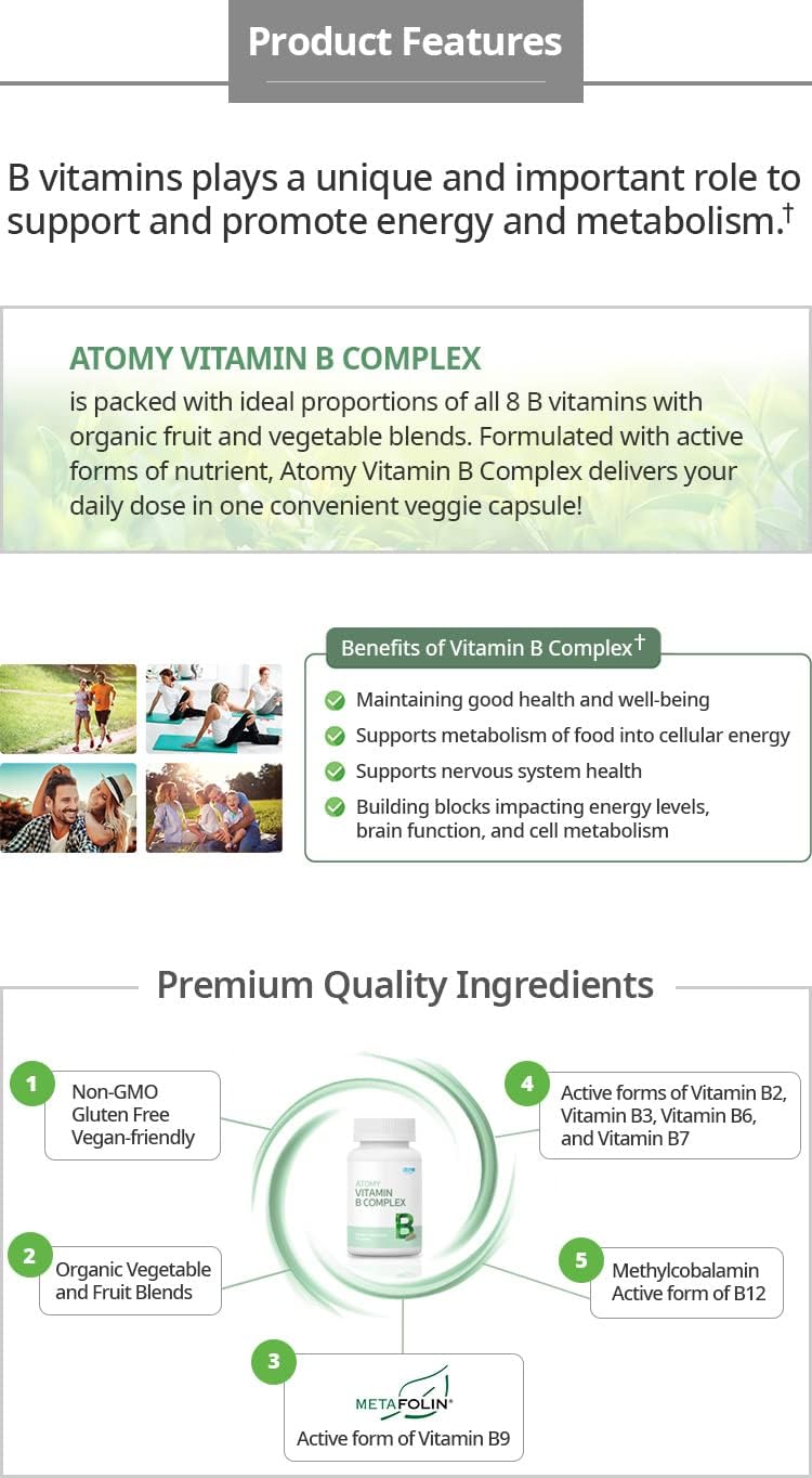 Atomy Complejo B - Vegano, Sin Gluten, No-GMO