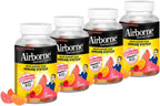 Airborne Gominolas de Vitamina C 750mg para Adultos, Sabor Frutas Variadas, Sin Gluten, 42 Gominolas (Pack de 4)