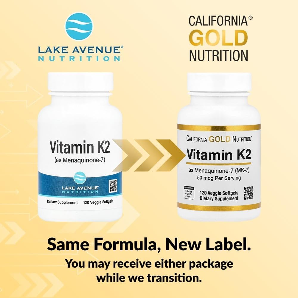 Lake Avenue Vitamina K2 (Menaquinona-7), 50 mcg, 120 Cápsulas Blandas Vegetales