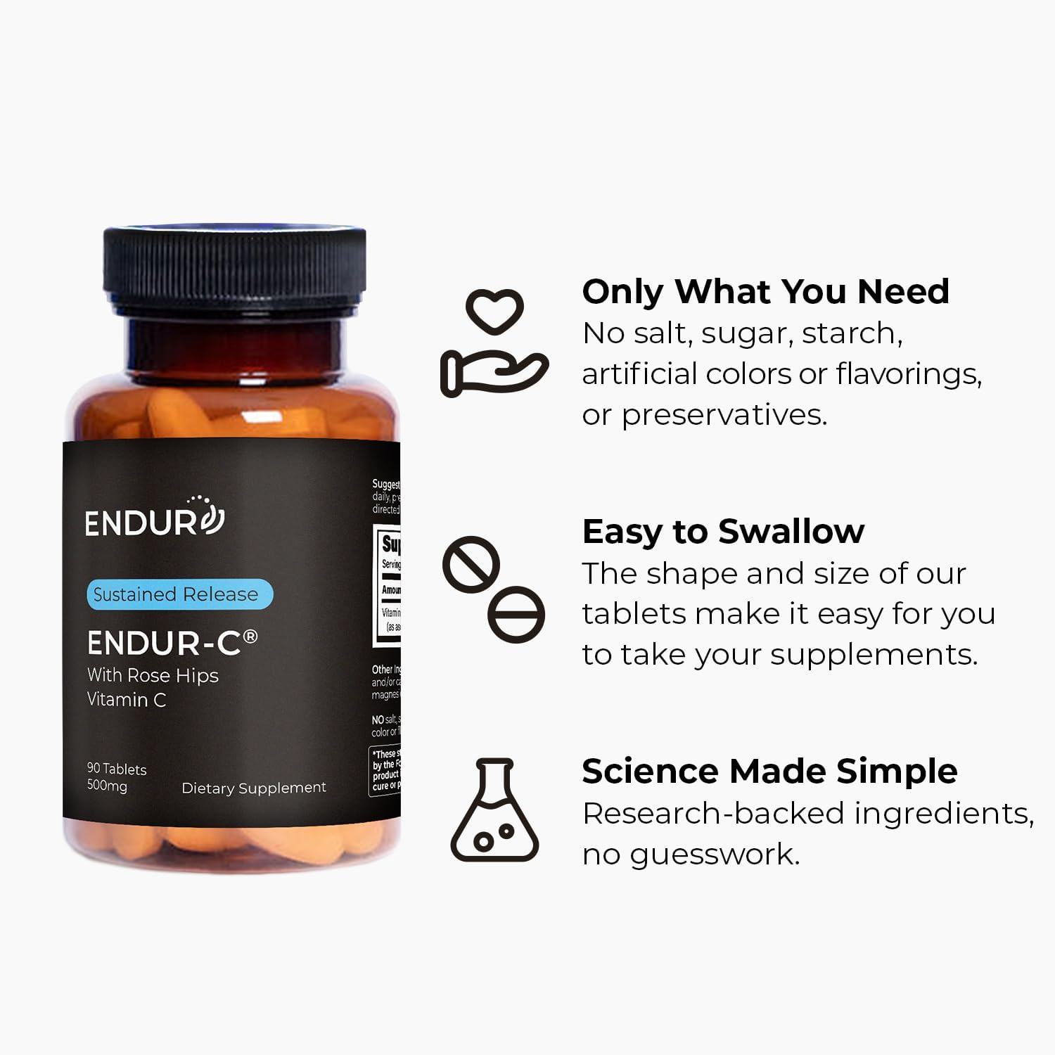 Endur ENDUR-C Vitamina C con Escaramujo – 500 mg (90 Comprimidos)