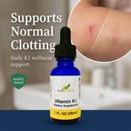 Herb-Science Vitamina K1 Gotas - Suplemento de Vitamina K1 y Aceite de Cártamo - Apoya la Salud de la Sangre, Huesos y Piel - Sin Alcohol, Vegano, 30 ml (1 fl oz), 36 porciones