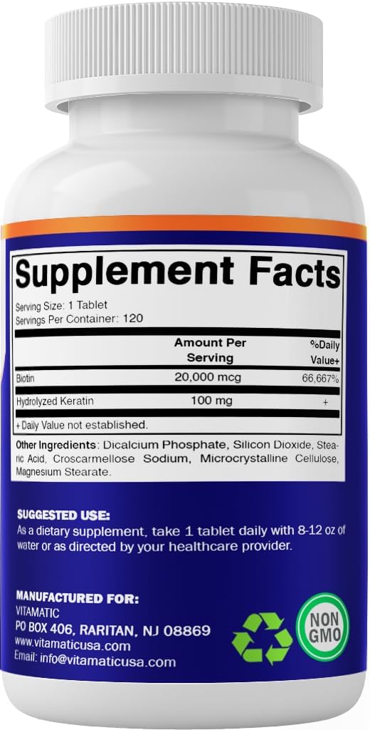 Vitamatic Biotina 20000 mcg con Keratina 100 mg - 120 Comprimidos