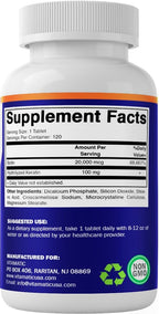 Vitamatic Biotina de Alta Potencia 20000 mcg con Keratina 100 mg - 120 Tabletas