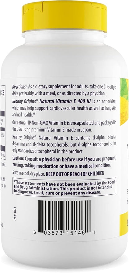 Healthy Origins Vitamina E 400 UI (Natural, – Mantenimiento de la piel: La vitamina E contribuye al mantenimiento – Image 3