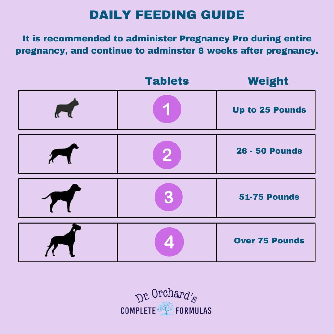 Dr Orchards Pregnancy Pro Vitaminas prenatales para perros - Suplemento premium para embarazo, lactancia y salud del cachorro, 90 comprimidos